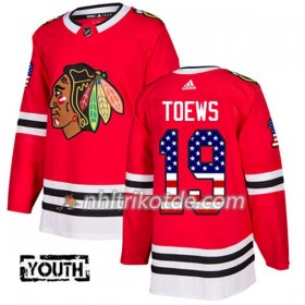 Chicago Blackhawks Trikot Jonathan Toews 19 Adidas 2017-2018 Rot USA Flag Fashion Authentic - Kinder